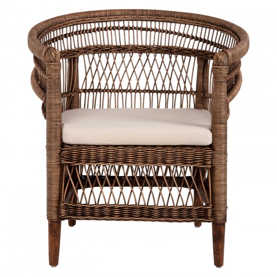 ΠΟΛΥΘΡΟΝΑ MALAWI ΞΥΛΟ ΜΑΟΝΙ ΜΕ RATTAN ΚΑΦΕ-ΛΕΥΚΟ ΜΑΞΙΛΑΡΙ 80x70x86Υεκ.