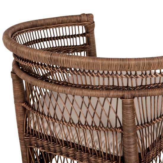 ΠΟΛΥΘΡΟΝΑ MALAWI ΞΥΛΟ ΜΑΟΝΙ ΜΕ RATTAN ΚΑΦΕ-ΛΕΥΚΟ ΜΑΞΙΛΑΡΙ 80x70x86Υεκ.