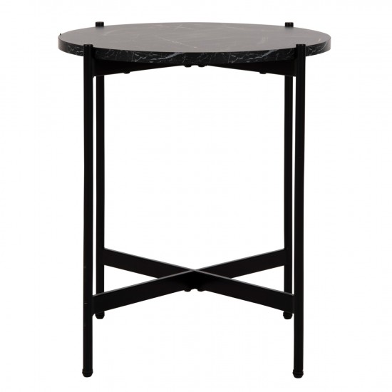 ΒΟΗΘΗΤΙΚΟ ΤΡΑΠΕΖΙ MDF ΜΑΥΡΟ ΜΑΡΜΑΡΟ-ΜΑΥΡΗ ΜΕΤΑΛΛΙΚΗ ΒΑΣΗ Φ50x55Υεκ.
