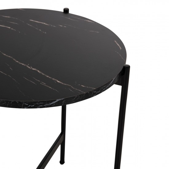 ΒΟΗΘΗΤΙΚΟ ΤΡΑΠΕΖΙ MDF ΜΑΥΡΟ ΜΑΡΜΑΡΟ-ΜΑΥΡΗ ΜΕΤΑΛΛΙΚΗ ΒΑΣΗ Φ50x55Υεκ.