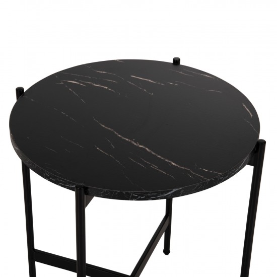 ΒΟΗΘΗΤΙΚΟ ΤΡΑΠΕΖΙ MDF ΜΑΥΡΟ ΜΑΡΜΑΡΟ-ΜΑΥΡΗ ΜΕΤΑΛΛΙΚΗ ΒΑΣΗ Φ50x55Υεκ.