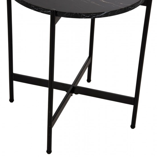 ΒΟΗΘΗΤΙΚΟ ΤΡΑΠΕΖΙ MDF ΜΑΥΡΟ ΜΑΡΜΑΡΟ-ΜΑΥΡΗ ΜΕΤΑΛΛΙΚΗ ΒΑΣΗ Φ50x55Υεκ.
