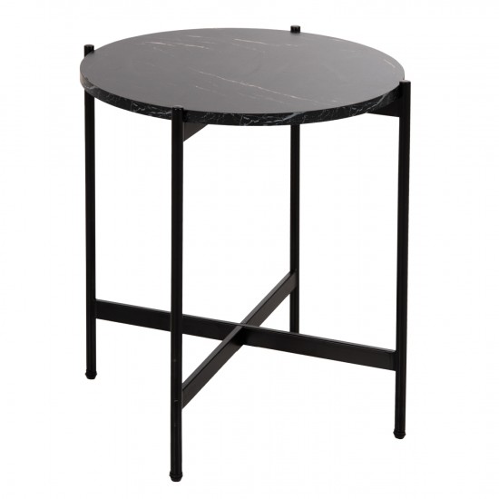 ΒΟΗΘΗΤΙΚΟ ΤΡΑΠΕΖΙ MDF ΜΑΥΡΟ ΜΑΡΜΑΡΟ-ΜΑΥΡΗ ΜΕΤΑΛΛΙΚΗ ΒΑΣΗ Φ50x55Υεκ.