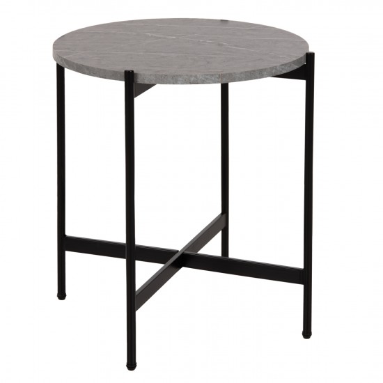 ΒΟΗΘΗΤΙΚΟ ΤΡΑΠΕΖΙ MDF ΓΚΡΙ ΜΑΡΜΑΡΟ-ΜΑΥΡΗ ΜΕΤΑΛΛΙΚΗ ΒΑΣΗ Φ50x55Υεκ.