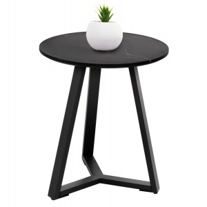 ΒΟΗΘΗΤΙΚΟ ΤΡΑΠΕΖΑΚΙ MDF ΜΑΥΡΟ ΜΑΡΜΑΡΟ-ΜΑΥΡΗ ΜΕΤΑΛΛΙΚΗ ΒΑΣΗ Φ45x55Υεκ.