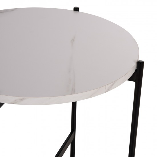 ΒΟΗΘΗΤΙΚΟ ΤΡΑΠΕΖΙ MDF ΛΕΥΚΟ ΜΑΡΜΑΡΟ-ΜΑΥΡΗ ΜΕΤΑΛΛΙΚΗ ΒΑΣΗ Φ50x55Υεκ.