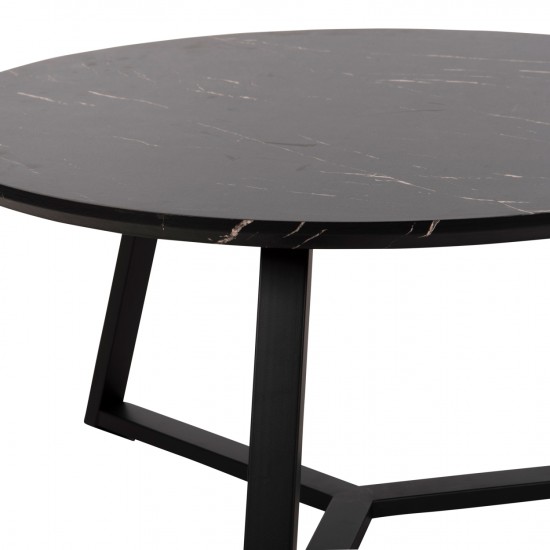 ΤΡΑΠΕΖΙ ΣΑΛΟΝΙΟΥ ΣΤΡΟΓΓΥΛΟ MDF ΜΑΥΡΟ ΜΑΡΜΑΡΟ-ΜΑΥΡΗ ΣΑΓΡΕ ΒΑΣΗ Φ80x42Υεκ.