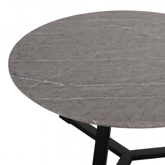 ΤΡΑΠΕΖΙ ΣΑΛΟΝΙΟΥ ΣΤΡΟΓΓΥΛΟ MDF ΓΚΡΙ ΜΑΡΜΑΡΟ-ΜΑΥΡΗ ΣΑΓΡΕ ΒΑΣΗ Φ80x42Υεκ.