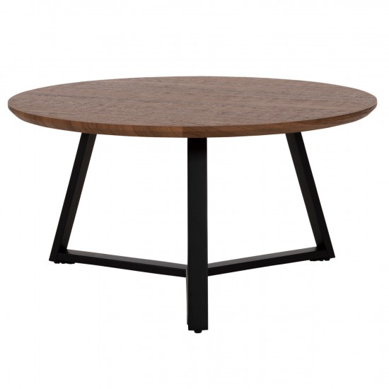 ΤΡΑΠΕΖΙ ΣΑΛΟΝΙΟΥ ΣΤΡΟΓΓΥΛΟ MDF WALNUT-ΜΑΥΡΗ ΣΑΓΡΕ ΒΑΣΗ Φ80x42Υεκ.