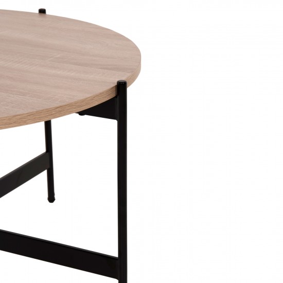 ΤΡΑΠΕΖΙ ΣΑΛΟΝΙΟΥ MDF ΣΟΝΑΜΑ-ΜΑΥΡΗ ΜΕΤΑΛΛΙΚΗ ΒΑΣΗ Φ80x45Υεκ.