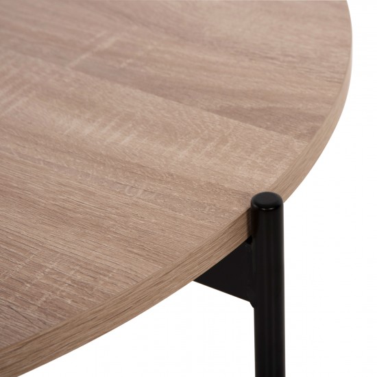 ΤΡΑΠΕΖΙ ΣΑΛΟΝΙΟΥ MDF ΣΟΝΑΜΑ-ΜΑΥΡΗ ΜΕΤΑΛΛΙΚΗ ΒΑΣΗ Φ80x45Υεκ.