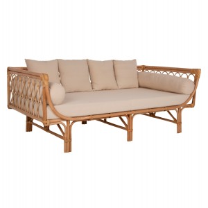 ΚΑΝΑΠΕΣ-ΚΡΕΒΑΤΙ ΕΞ. ΧΩΡΟΥ ALIKI RATTAΝ ΦΥΣΙΚΟ-ΜΠΕΖ ΜΑΞΙΛΑΡΙΑ 200x100x86Yεκ.