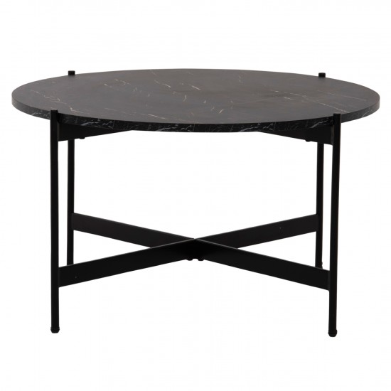 ΤΡΑΠΕΖΙ ΣΑΛΟΝΙΟΥ MDF ΜΑΥΡΟ ΜΑΡΜΑΡΟ-ΜΑΥΡΗ ΜΕΤΑΛΛΙΚΗ ΒΑΣΗ Φ80x45Υεκ.