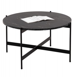 ΤΡΑΠΕΖΙ ΣΑΛΟΝΙΟΥ MDF ΜΑΥΡΟ ΜΑΡΜΑΡΟ-ΜΑΥΡΗ ΜΕΤΑΛΛΙΚΗ ΒΑΣΗ Φ80x45Υεκ.