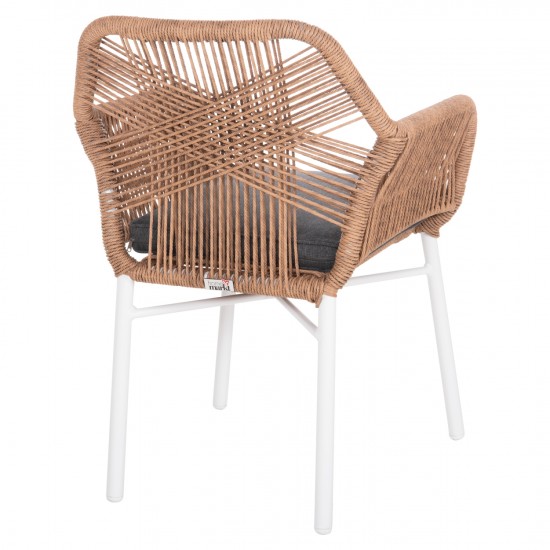 ΠΟΛΥΘΡΟΝΑ TOPIN ΑΛΟΥΜΙΝΙΟ ΛΕΥΚΟ-P.E. RATTAN ΑΝΟΙΧΤΟ ΚΑΦΕ-ΜΑΞΙΛΑΡΙ ΓΚΡΙ 57x65x84Υ εκ