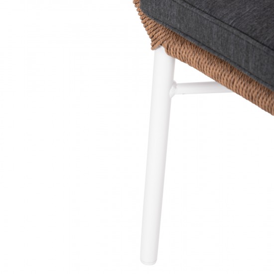 ΠΟΛΥΘΡΟΝΑ TOPIN ΑΛΟΥΜΙΝΙΟ ΛΕΥΚΟ-P.E. RATTAN ΑΝΟΙΧΤΟ ΚΑΦΕ-ΜΑΞΙΛΑΡΙ ΓΚΡΙ 57x65x84Υ εκ