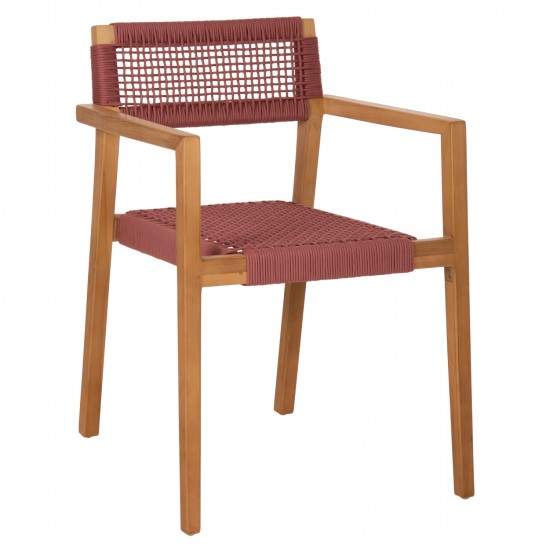 ΠΟΛΥΘΡΟΝΑ CHARLOTTE ΞΥΛΟ TEAK ΦΥΣΙΚΟ & ΡΟΖ ΣΧΟΙΝΙ 59x54x83Y εκ.