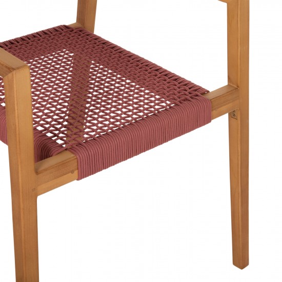 ΠΟΛΥΘΡΟΝΑ CHARLOTTE ΞΥΛΟ TEAK ΦΥΣΙΚΟ & ΡΟΖ ΣΧΟΙΝΙ 59x54x83Y εκ.