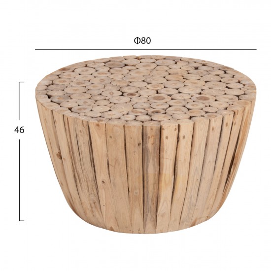 ΤΡΑΠΕΖΙ ΣΑΛΟΝΙΟΥ ΞΥΛΟ ΤΕΑΚ ΣΕ ΦΥΣΙΚΟ Φ80x46Yεκ.