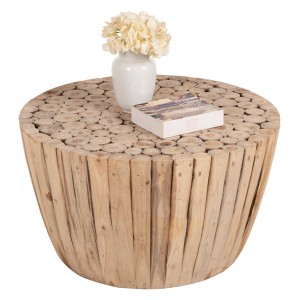 ΤΡΑΠΕΖΙ ΣΑΛΟΝΙΟΥ ΞΥΛΟ ΤΕΑΚ ΣΕ ΦΥΣΙΚΟ Φ80x46Yεκ.