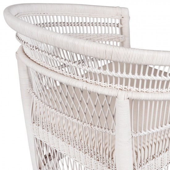 ΠΟΛΥΘΡΟΝΑ MALAWI ΞΥΛΟ ΜΑΟΝΙ ΜΕ RATTAN ΛΕΥΚΟ-ΛΕΥΚΟ ΜΑΞΙΛΑΡΙ 80x70x86Υεκ.