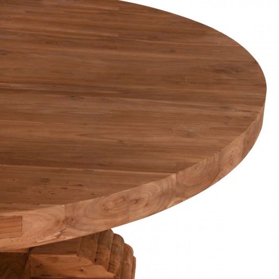 ΤΡΑΠΕΖΙ ΣΤΡΟΓΓΥΛΟ PROVENCE ΑΝΑΚΥΚΛ. ΤΕΑΚ ΞΥΛΟ-8εκ ΕΠΙΦΑΝΕΙΑ Φ180x76Υεκ.