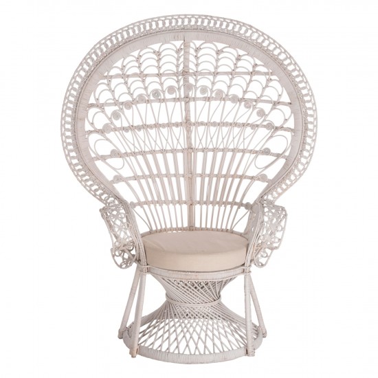ΠΟΛΥΘΡΟΝΑ ROYAL PEACOCK RATTAN ΣΕ ΛΕΥΚΟ-ΜΑΞΙΛΑΡΙ ΛΕΥΚΟ 114x72x150Yεκ.