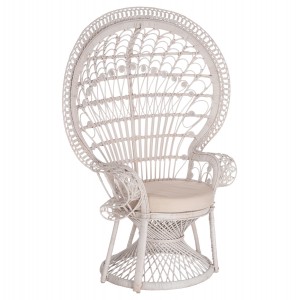 ΠΟΛΥΘΡΟΝΑ ROYAL PEACOCK RATTAN ΣΕ ΛΕΥΚΟ-ΜΑΞΙΛΑΡΙ ΛΕΥΚΟ 114x72x150Yεκ.