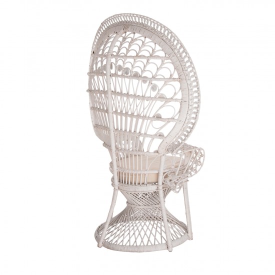 ΠΟΛΥΘΡΟΝΑ ROYAL PEACOCK RATTAN ΣΕ ΛΕΥΚΟ-ΜΑΞΙΛΑΡΙ ΛΕΥΚΟ 114x72x150Yεκ.