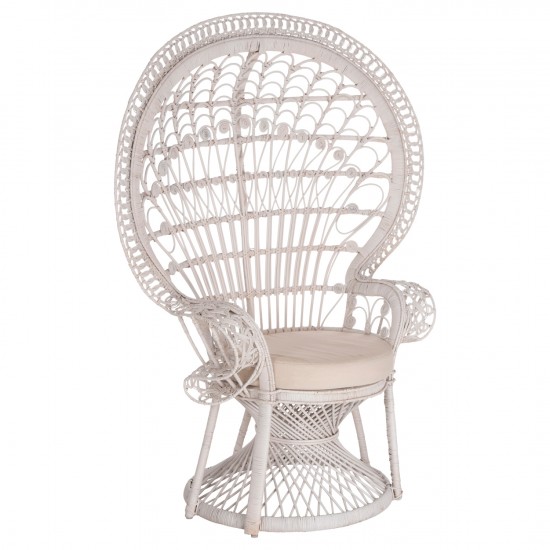 ΠΟΛΥΘΡΟΝΑ ROYAL PEACOCK RATTAN ΣΕ ΛΕΥΚΟ-ΜΑΞΙΛΑΡΙ ΛΕΥΚΟ 114x72x150Yεκ.