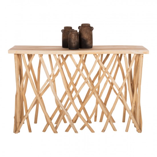 ΚΟΝΣΟΛΑ KRANT ΣΕ ΡΟΥΣΤΙΚ ΣΤΥΛ ΚΛΑΔΙΑ ΤEAK & 3εκ. ΕΠΙΦΑΝΕΙΑ 121X36X75Yεκ.