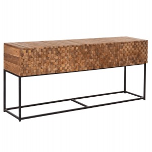 ΚΟΝΣΟΛΑ ΜΕ ΣΥΡΤΑΡΙΑ JORDI ΞΥΛΟ TEAK ΦΥΣΙΚΟ-ΜΑΥΡΗ ΜΕΤΑΛΛΙΚΗ ΒΑΣΗ 180x43x79Υεκ.