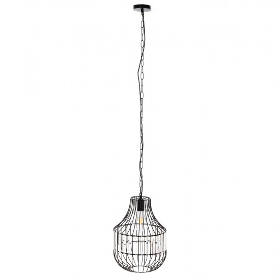 ΦΩΤΙΣΤΙΚΟ ΟΡΟΦΗΣ ΚΡΕΜΑΣΤΟ ΜΕΤΑΛΛΙΚΟ ΜΑΥΡΟ ΚΑΙ ΓΥΑΛΙ Φ29x38-137Yεκ.