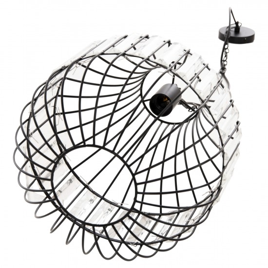 ΦΩΤΙΣΤΙΚΟ ΟΡΟΦΗΣ ΚΡΕΜΑΣΤΟ ΜΕΤΑΛΛΙΚΟ ΜΑΥΡΟ ΚΑΙ ΓΥΑΛΙ Φ29x38-137Yεκ.