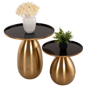 ΒΟΗΘΗΤΙΚΑ ΤΡΑΠΕΖΑΚΙΑ 2ΤΜΧ DEANNA ΜΕΤΑΛΛΟ ΣΕ ΜΑΥΡΟ&ΧΡΥΣΟ Φ50,5 & Φ40,5εκ.