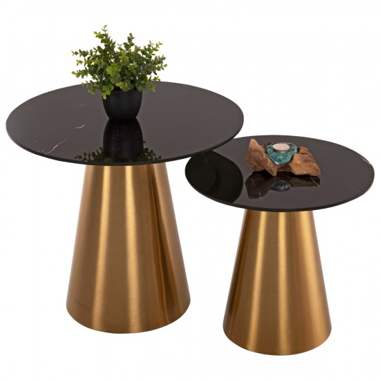 ΒΟΗΘΗΤΙΚΑ ΤΡΑΠΕΖΑΚΙΑ 2ΤΜΧ RENGI ΜΕΤΑΛΛΟ ΧΡΥΣΟ-ΜΑΥΡΟ ΚΕΡΑΜΙΚΟ TOP Φ56&Φ43 εκ.