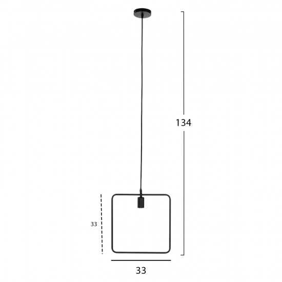 ΦΩΤΙΣΤΙΚΟ ΟΡΟΦΗΣ ΚΡΕΜΑΣΤΟ ΜΑΥΡΟ ΜΕΤΑΛΛΙΚΟ 33x33x134Y εκ.