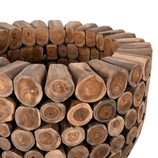 ΤΡΑΠΕΖΙ BAR ΣΤΡΟΓΓΥΛΟ LEEROY KOMMATIA ΞΥΛΟΥ TEAK Φ120x120Υ εκ.