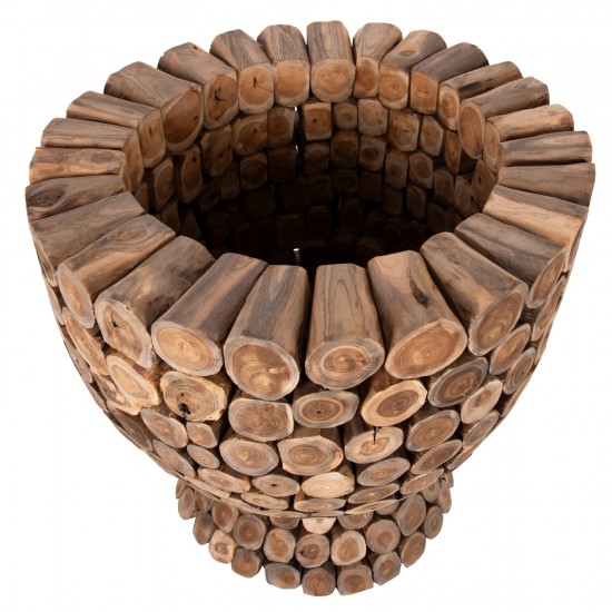 ΤΡΑΠΕΖΙ BAR ΣΤΡΟΓΓΥΛΟ LEEROY KOMMATIA ΞΥΛΟΥ TEAK Φ120x120Υ εκ.