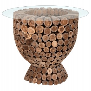 ΤΡΑΠΕΖΙ BAR ΣΤΡΟΓΓΥΛΟ LEEROY KOMMATIA ΞΥΛΟΥ TEAK Φ120x120Υ εκ.