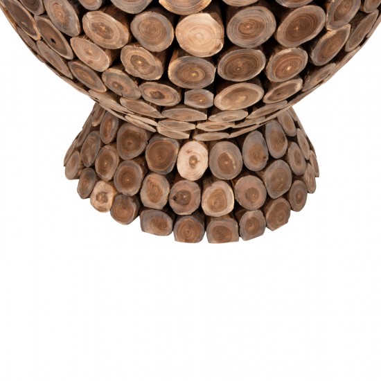 ΤΡΑΠΕΖΙ BAR ΣΤΡΟΓΓΥΛΟ LEEROY KOMMATIA ΞΥΛΟΥ TEAK Φ120x120Υ εκ.