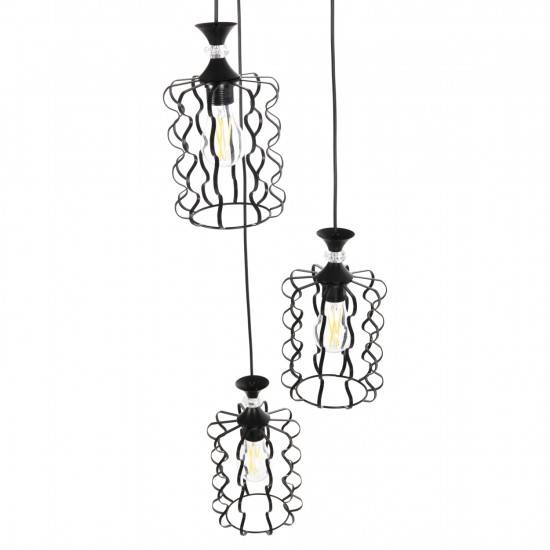 ΦΩΤΙΣΤΙΚΟ ΟΡΟΦΗΣ ΚΡΕΜΑΣΤΟ 3-ΦΩΤΟ ΜΑΥΡΑ ΜΕΤΑΛΛΙΚΑ ΚΑΠΕΛΑ Φ34x128Υεκ.