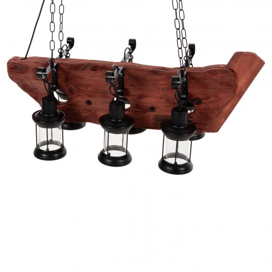 ΦΩΤΙΣΤΙΚΟ ΟΡΟΦΗΣ 6-ΦΩΤΟ ΚΡΕΜΑΣΤΟ ΞΥΛΟ-ΜΕΤΑΛΛΟ-ΓΥΑΛΙ 116Υεκ