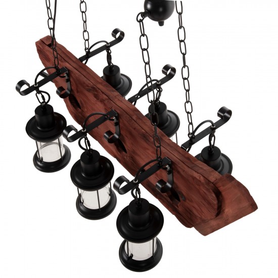 ΦΩΤΙΣΤΙΚΟ ΟΡΟΦΗΣ 6-ΦΩΤΟ ΚΡΕΜΑΣΤΟ ΞΥΛΟ-ΜΕΤΑΛΛΟ-ΓΥΑΛΙ 116Υεκ