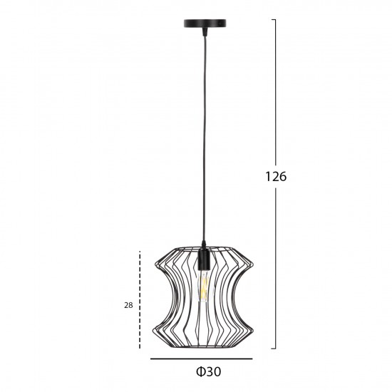 ΦΩΤΙΣΤΙΚΟ ΟΡΟΦΗΣ ΚΡΕΜΑΣΤΟ ΜΑΥΡΟ ΜΕΤΑΛΛΟ Φ30x126Υεκ