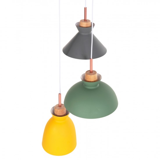 ΦΩΤΙΣΤΙΚΟ ΟΡΟΦΗΣ ΚΡΕΜΑΣΤΟ 3-ΦΩΤΟ ΜΕΤΑΛΛΟ-ΞΥΛΟ ΠΟΛΥΧΡΩΜΟ 105Υεκ.