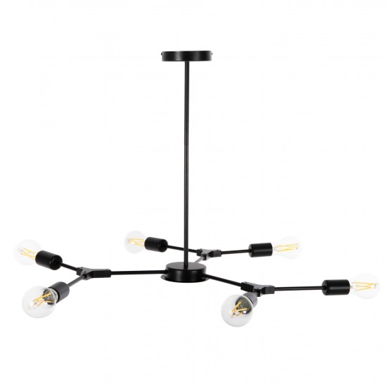 ΦΩΤΙΣΤΙΚΟ ΟΡΟΦΗΣ ΚΡΕΜΑΣΤΟ 6-ΦΩΤΟ ΜΑΥΡΟ ΜΕΤΑΛΛΟ 75x75x75Υεκ