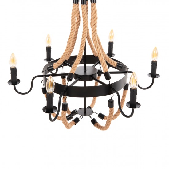 ΦΩΤΙΣΤΙΚΟ ΟΡΟΦΗΣ ΚΡΕΜΑΣΤΟ 6-ΦΩΤΟ ΣΧΟΙΝΙ ΚΑΙ ΜΑΥΡΟ ΜΕΤΑΛΛΟ 74x74x123Υεκ.