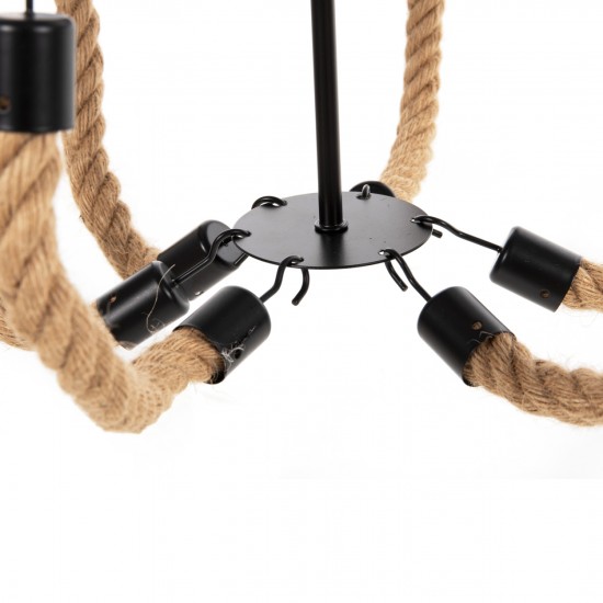 ΦΩΤΙΣΤΙΚΟ ΟΡΟΦΗΣ ΚΡΕΜΑΣΤΟ 6-ΦΩΤΟ ΣΧΟΙΝΙ ΚΑΙ ΜΑΥΡΟ ΜΕΤΑΛΛΟ 74x74x123Υεκ.