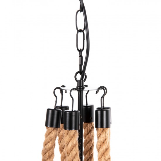 ΦΩΤΙΣΤΙΚΟ ΟΡΟΦΗΣ ΚΡΕΜΑΣΤΟ 6-ΦΩΤΟ ΣΧΟΙΝΙ ΚΑΙ ΜΑΥΡΟ ΜΕΤΑΛΛΟ 74x74x123Υεκ.